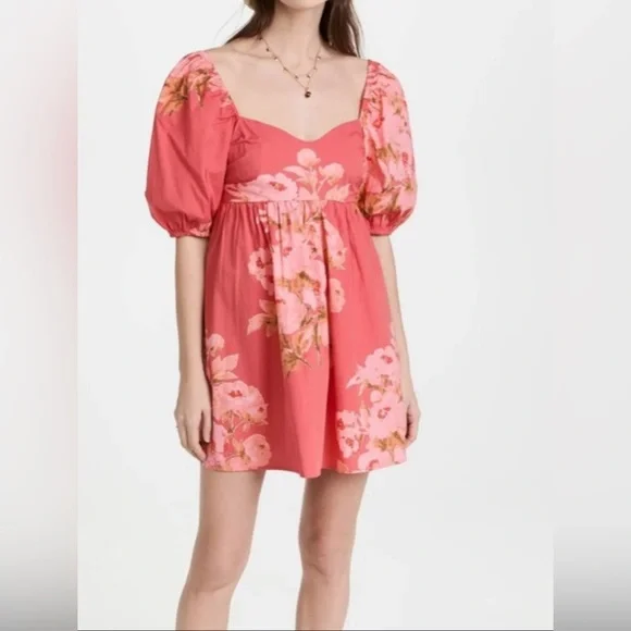 NWT FREE PEOPLE Peony Baby Doll Boho Mini Dress in Femme Combo LARGE $148 - Picture 4 of 4